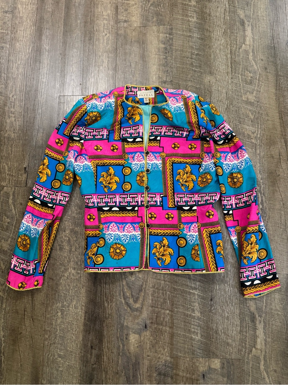 Adrianna Papell women’s ' Turquoise, Hot Pink & Gold Printed Blazer